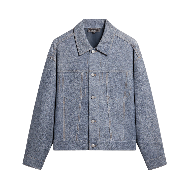 Kith Leather Denim Dario Trucker Jacket 'Mid Indigo'