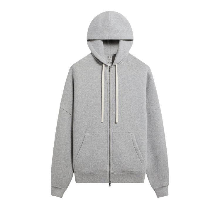 Kith &Kin Plush Fleece Hiroshi Zip Front Hoodie 'Medium Heather Grey'