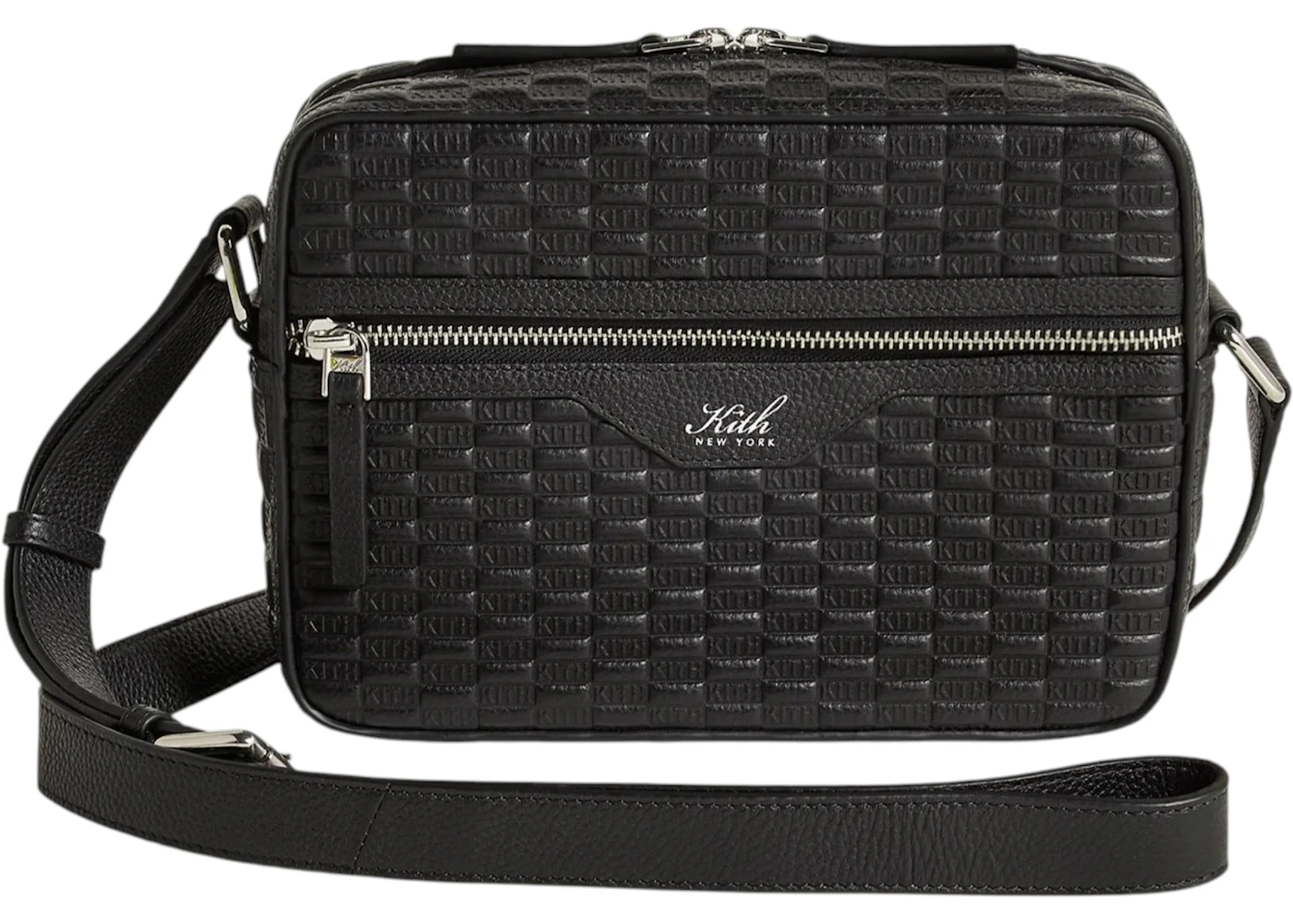 Kith Monogram Tumbled Leather Camera Crossbody Bag Black