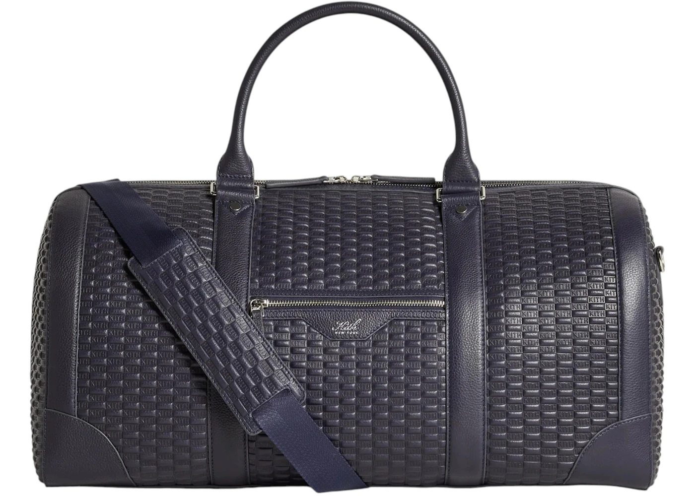 Kith Monogram Tumbled Leather Traveler K55 Duffle Bag Ink