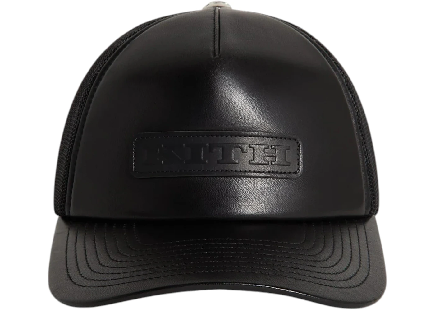 Kith Smooth Leather Nolan Trucker Hat Black