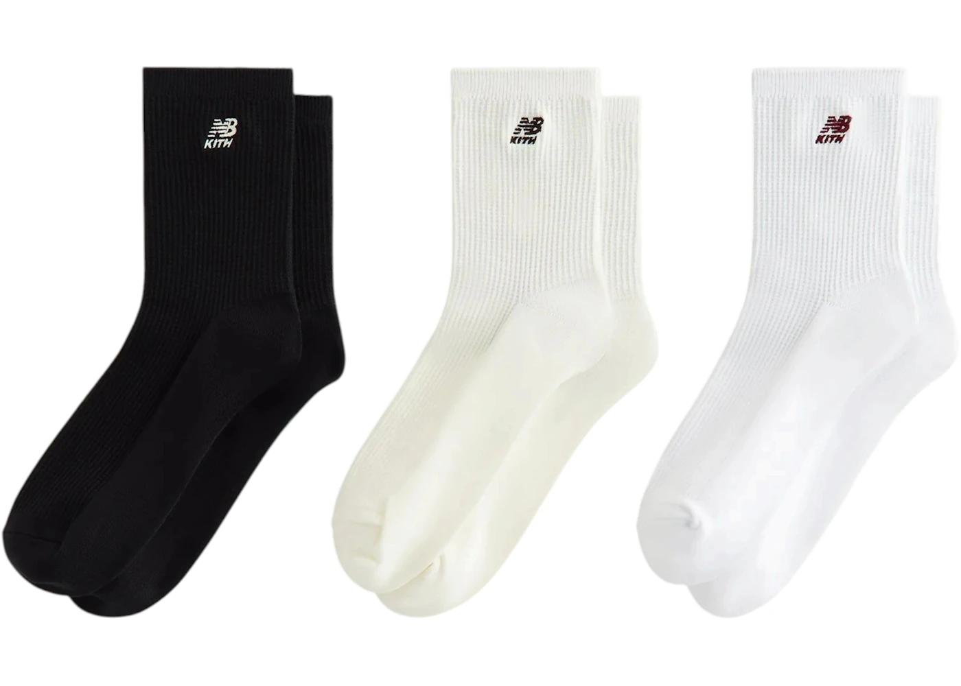 Kith x New Balance Mid Crew Waffle Knit 3-Pack Crew Socks Multi