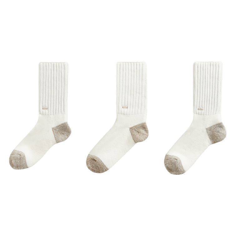 Kith Chunky Cotton 3-Pack Crew Socks 'Silk'