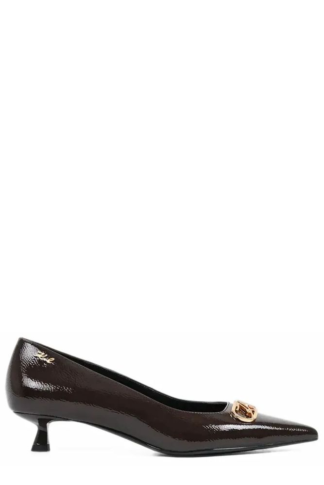 Karl Lagerfeld Logo Plaque Pointed Toe Pumps