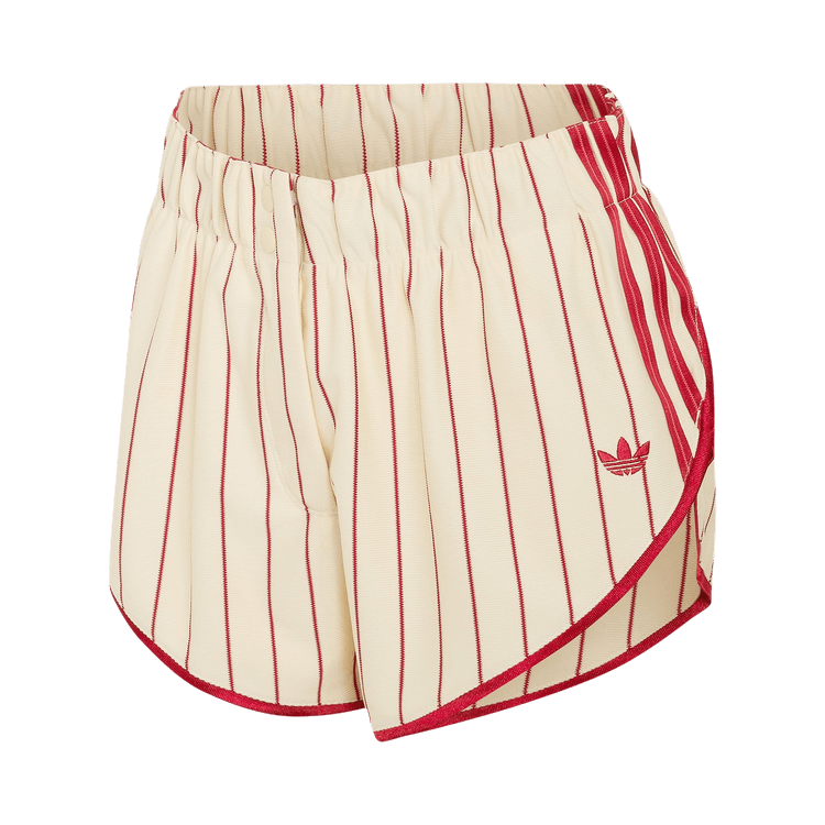Adidas Pinstripe Firebird Shorts 'Warm Vanilla/Team Victory Red'