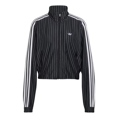 (WMNS) adidas Firebird Pinstripe Track Jacket Asia Sizing 'Black Silver Metallic'