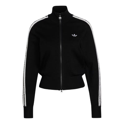 (WMNS) adidas Knitted Firebird Track Top Asia Sizing 'Black White'