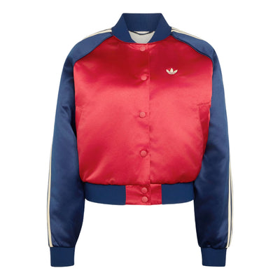 (WMNS) adidas Satin Bomber Jacket Asia Sizing 'Team Victory Red Night Indigo Warm Vanilla'