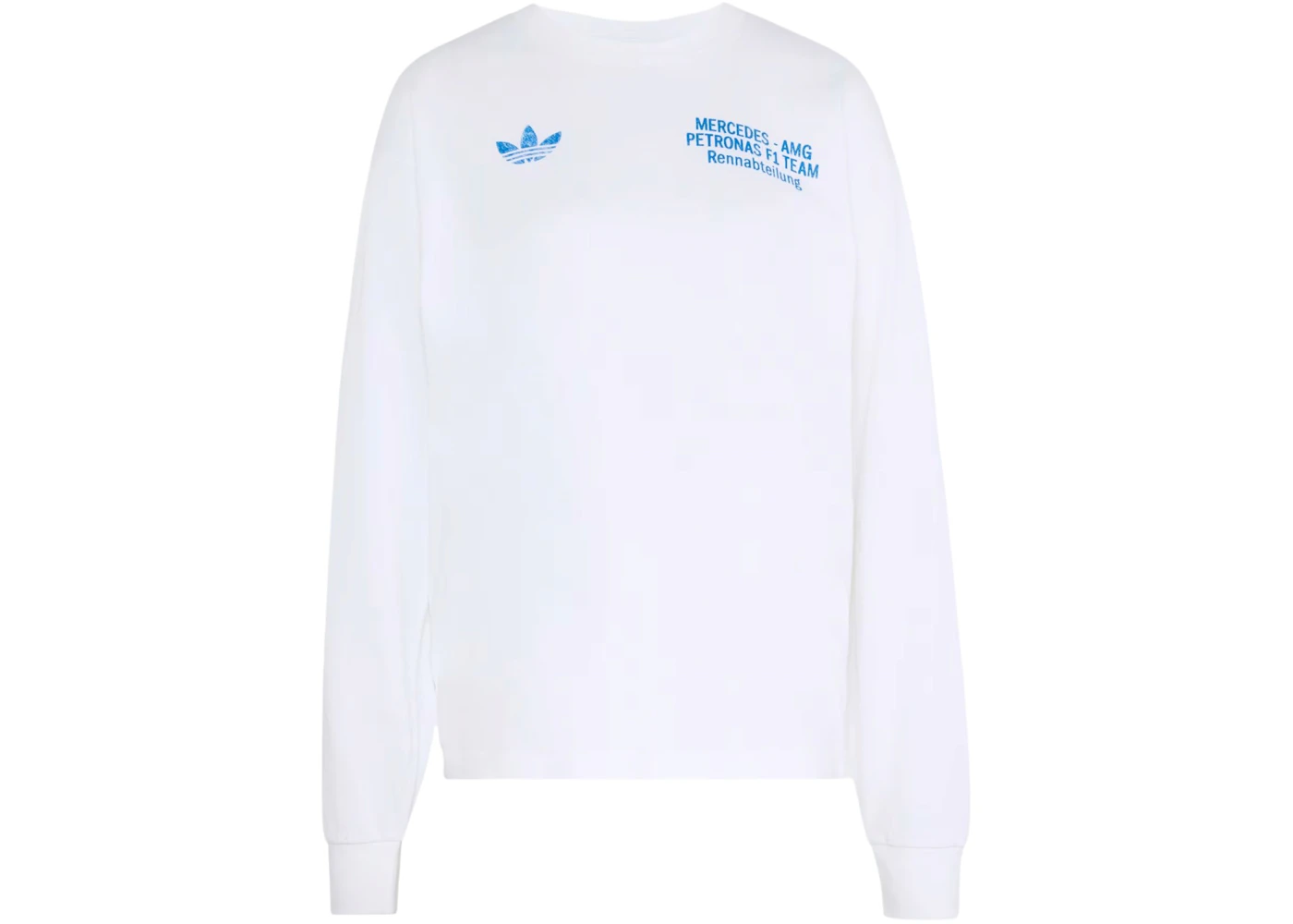 adidas x Mercedes AMG Petronas Formula 1 Team Blue Wonder Long Sleeves Tee White/Blue Bird (Asia Sizing)