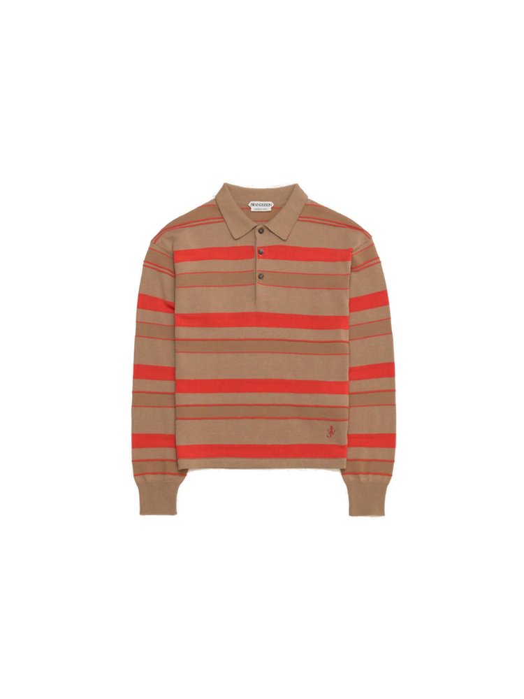 JW Anderson Knitted Striped Polo Top