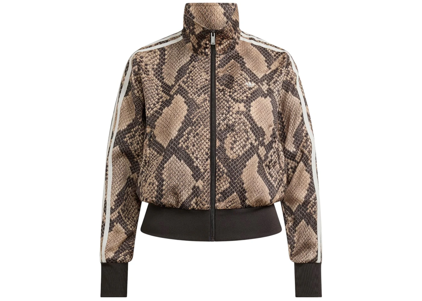 adidas Women's Satin Snake Print Firebird Track Jacket Linen/Magic Beige