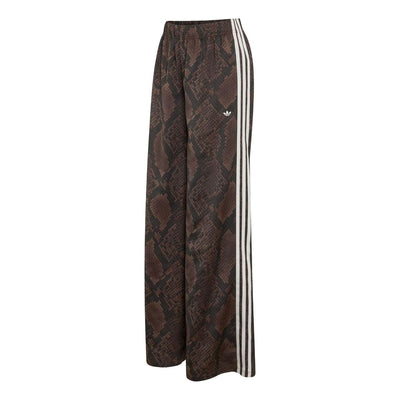 (WMNS) adidas Satin Snake Print Wide Leg Track Pant Asia Sizing 'Earth Strata Aurora Coffee'