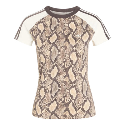 (WMNS) adidas Snake Print Cali T-Shirt Asia Sizing 'Linen Magic Beige'