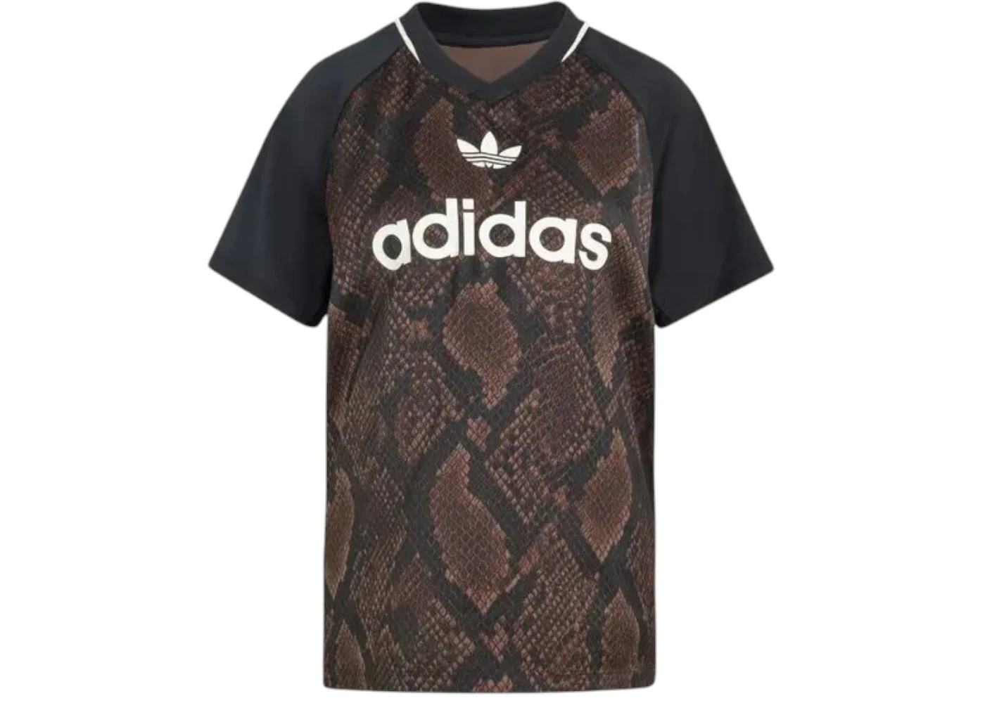 adidas Women's Snake Print Satin Jersey Earth Strata/Aurora Coffee