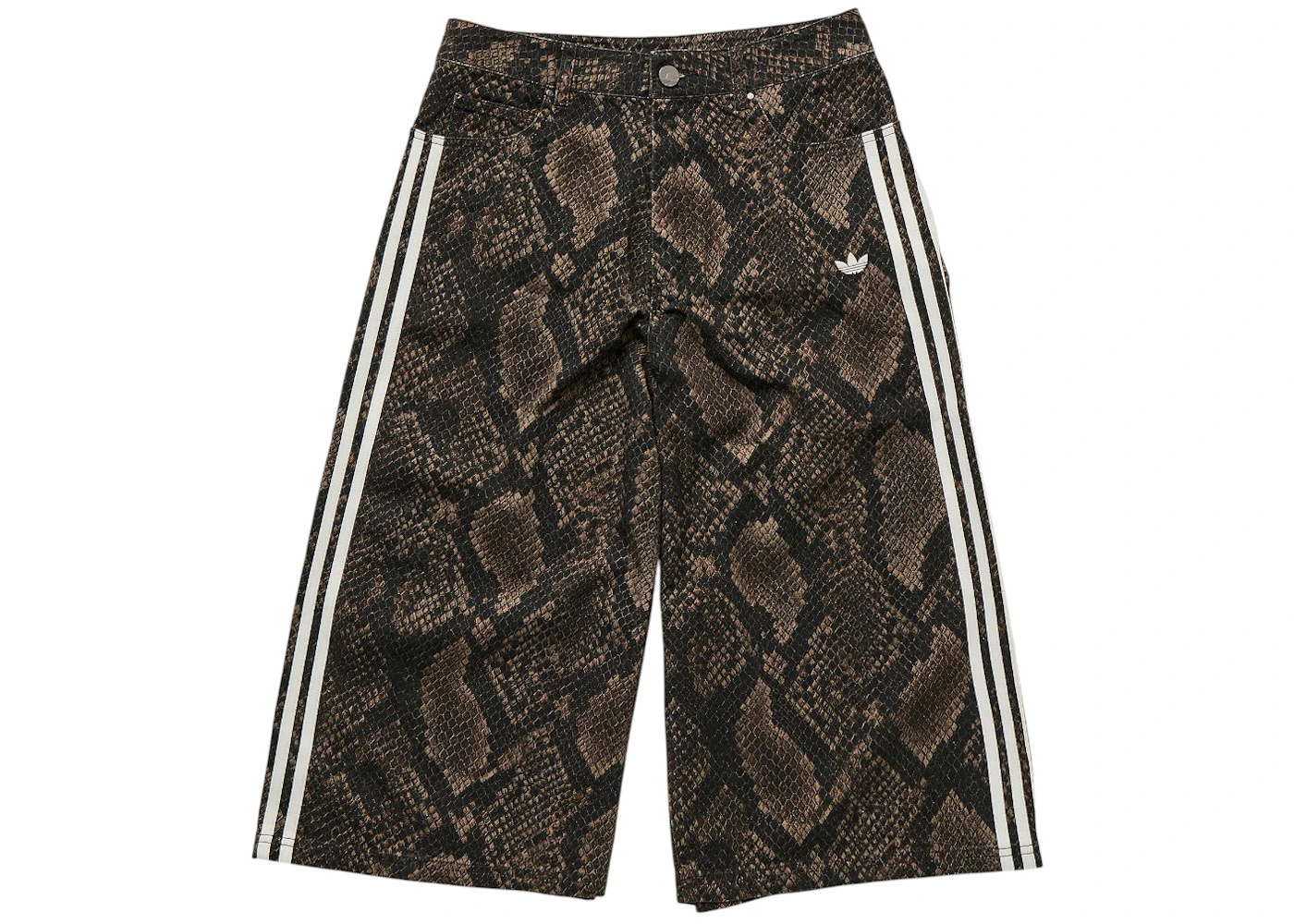 adidas Women's Snake Print Denim Bermuda Shorts Earth Strata/Aurora Coffee