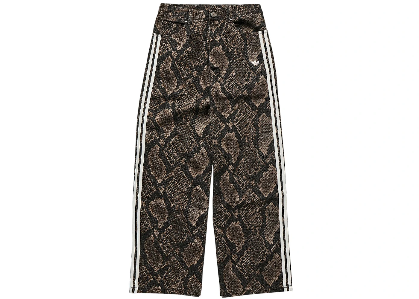 adidas Women's Snake Print Denim Loose Pants Earth Strata/Aurora Coffee
