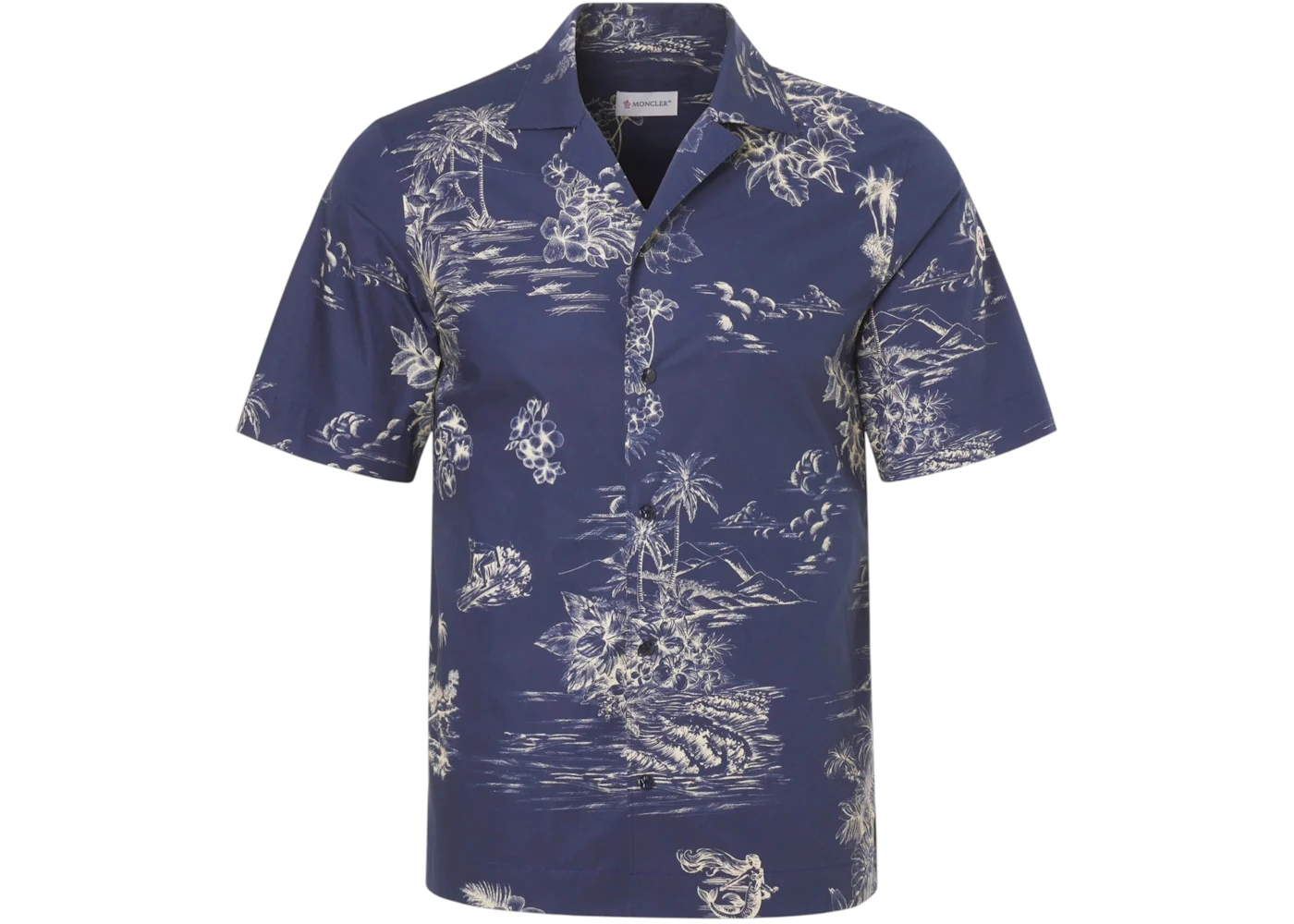 Moncler Navy Blue Floral Print Shirt Navy