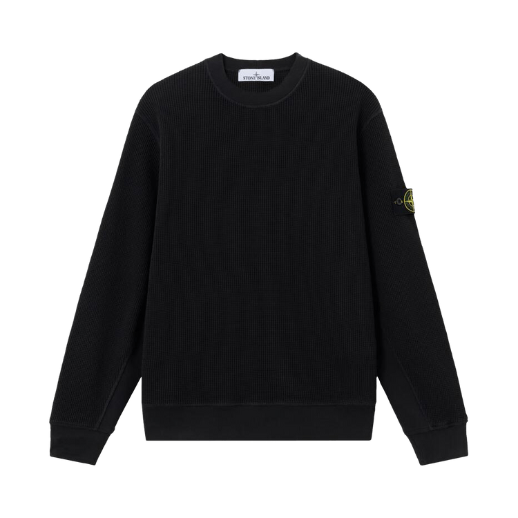 Stone Island Organic Cotton Waffle Fleece Sweatshirt 'Black'