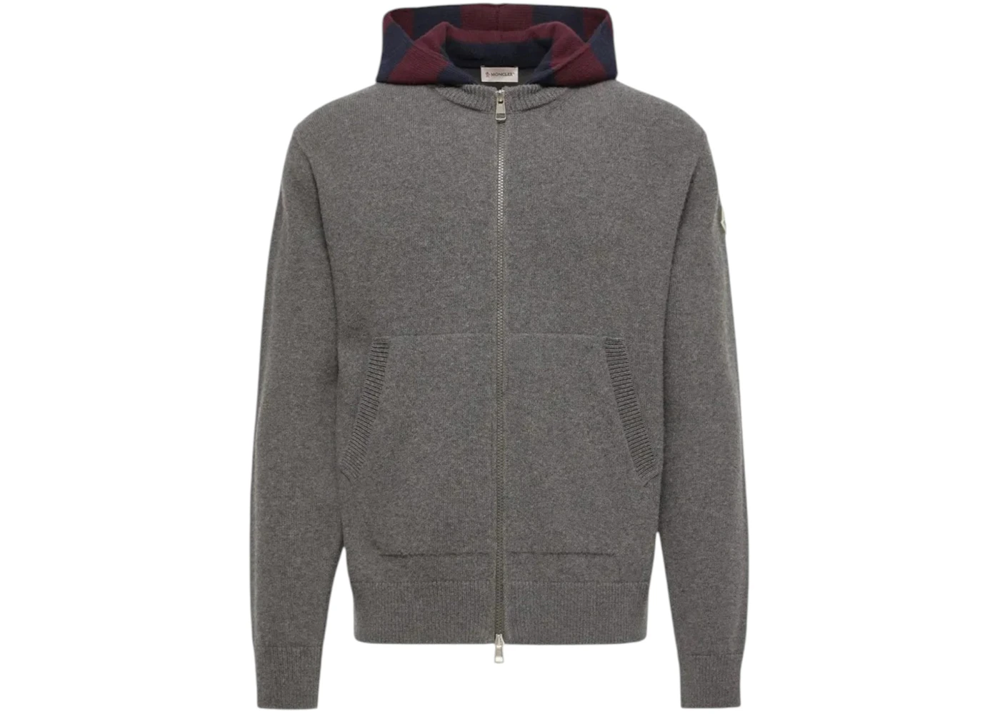 Moncler Hooded Knit Cardigan Gray