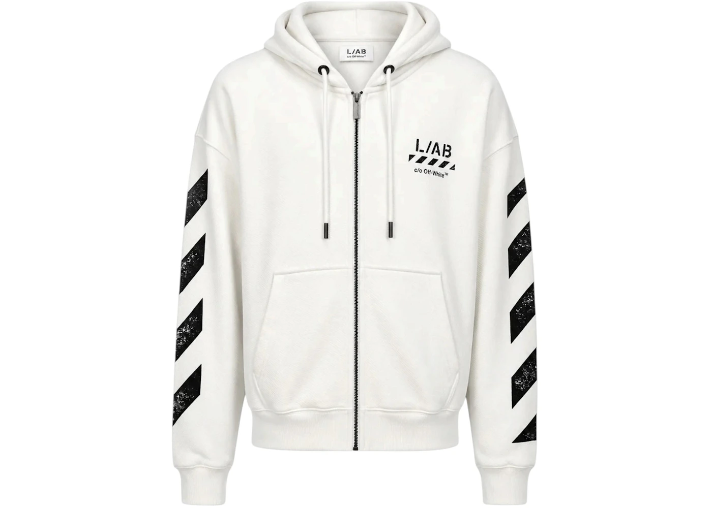 OFF-WHITE Diag Zip Up Hoodie White