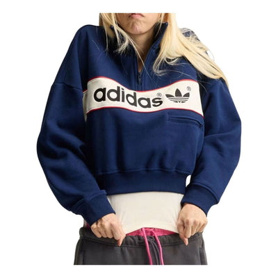 (WMNS) adidas adiSignature NY Quarter Zip Sweatshirt Asia Sizing 'Team Navy Blue 2'