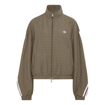 (WMNS) adidas Checks Track Top Asia SIzing 'Olive Strata Wonder Beige Aurora Coffee'