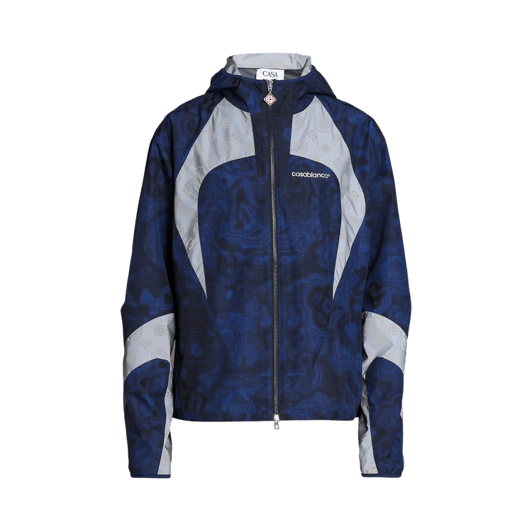 Casablanca Printed Zip Up Hooded Jacket 'Blue'