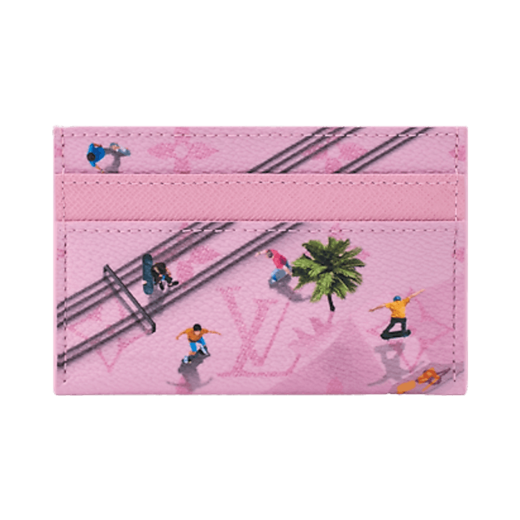 Louis Vuitton Double Card Holder 'Skateboard Pink Monogram Canvas'
