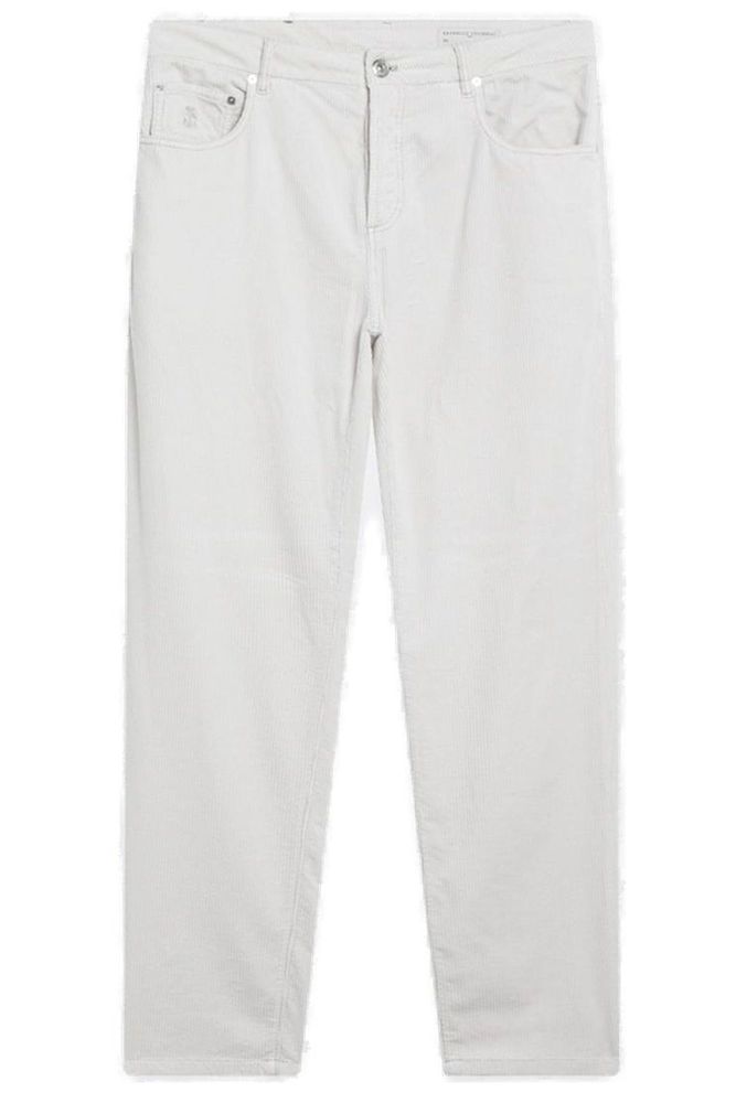 Brunello Cucinelli Logo Patch Straight Leg Trousers
