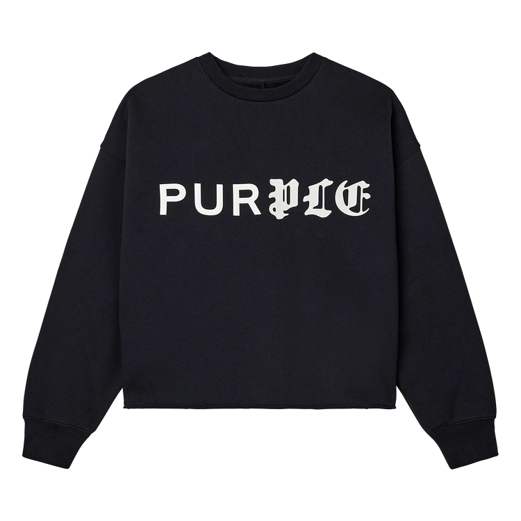 PURPLE BRAND HWT Flc Raw Edge Crewneck 'Black'