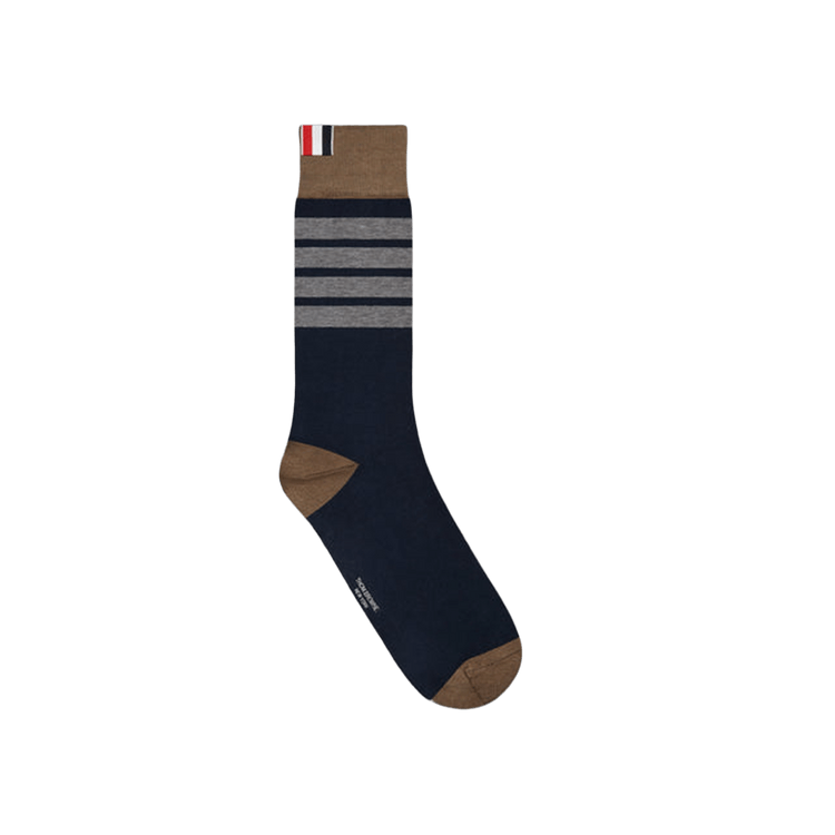 Thom Browne Funmix 4 Bar Mid Calf Socks 'Navy/Grey/Brown'