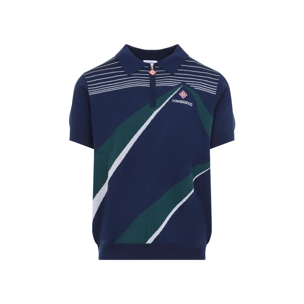 Casablanca Pyramid Jacquard Zip Polo Shirt