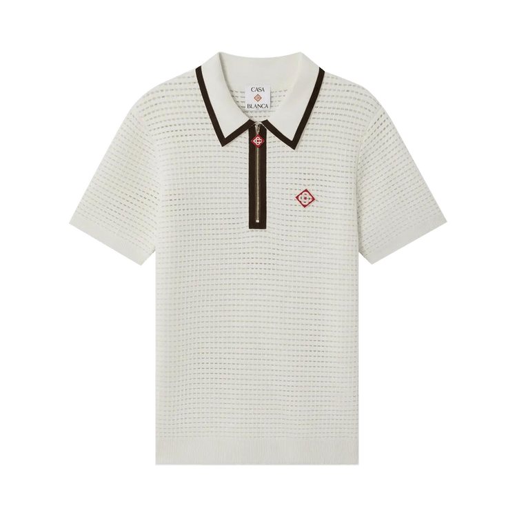 Casablanca Waffle Stitch Polo Shirt 'Cream'