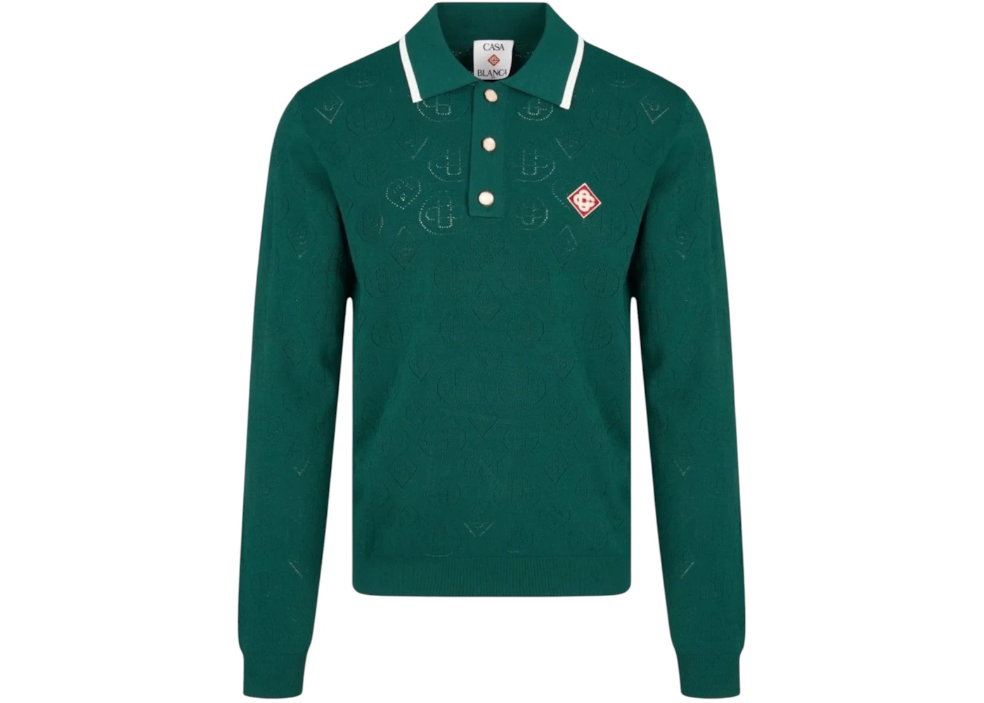 Casablanca Pointelle LS Polo Green