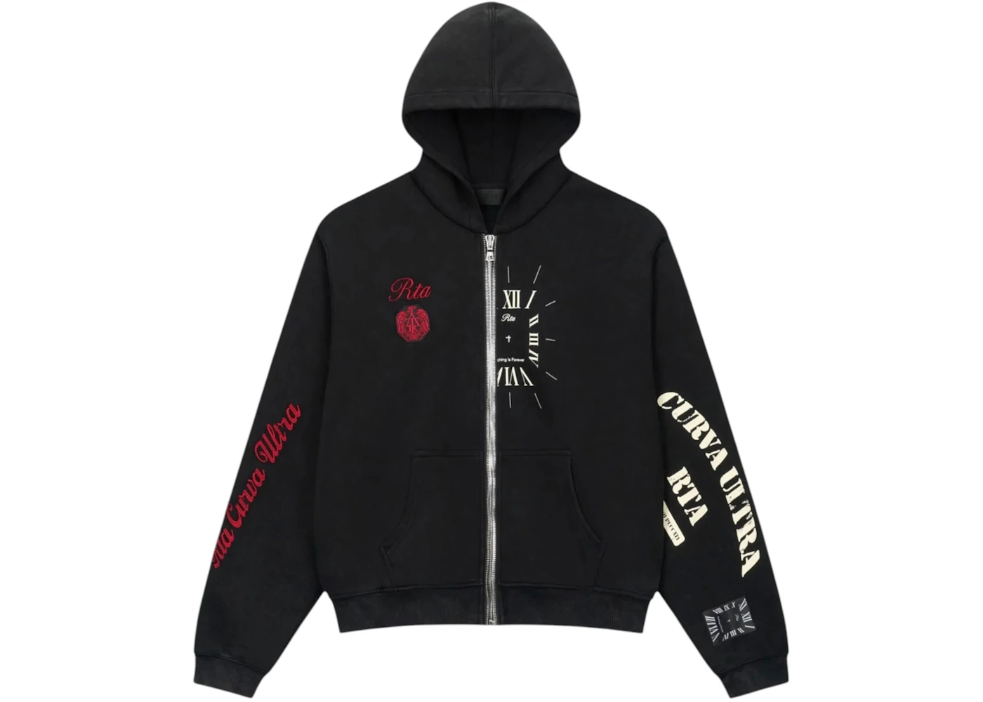 RtA Riko Half Half Zip Up Hoodie Vintage Black