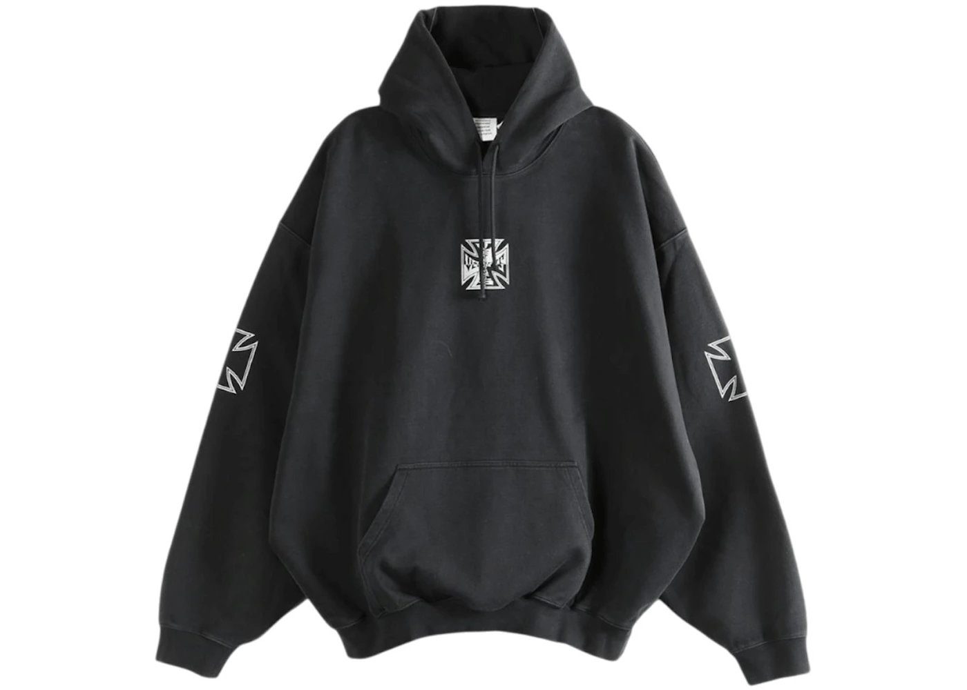 Vetements Tripple Biker Cross Logo Hoodie Black