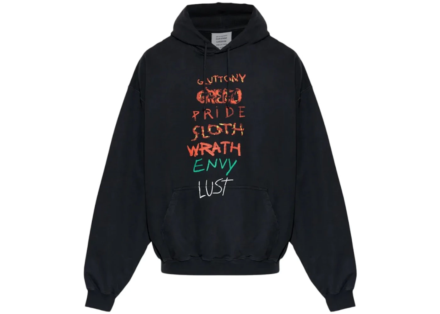 Vetements 7 Sins Hoodie Washed-Out Black