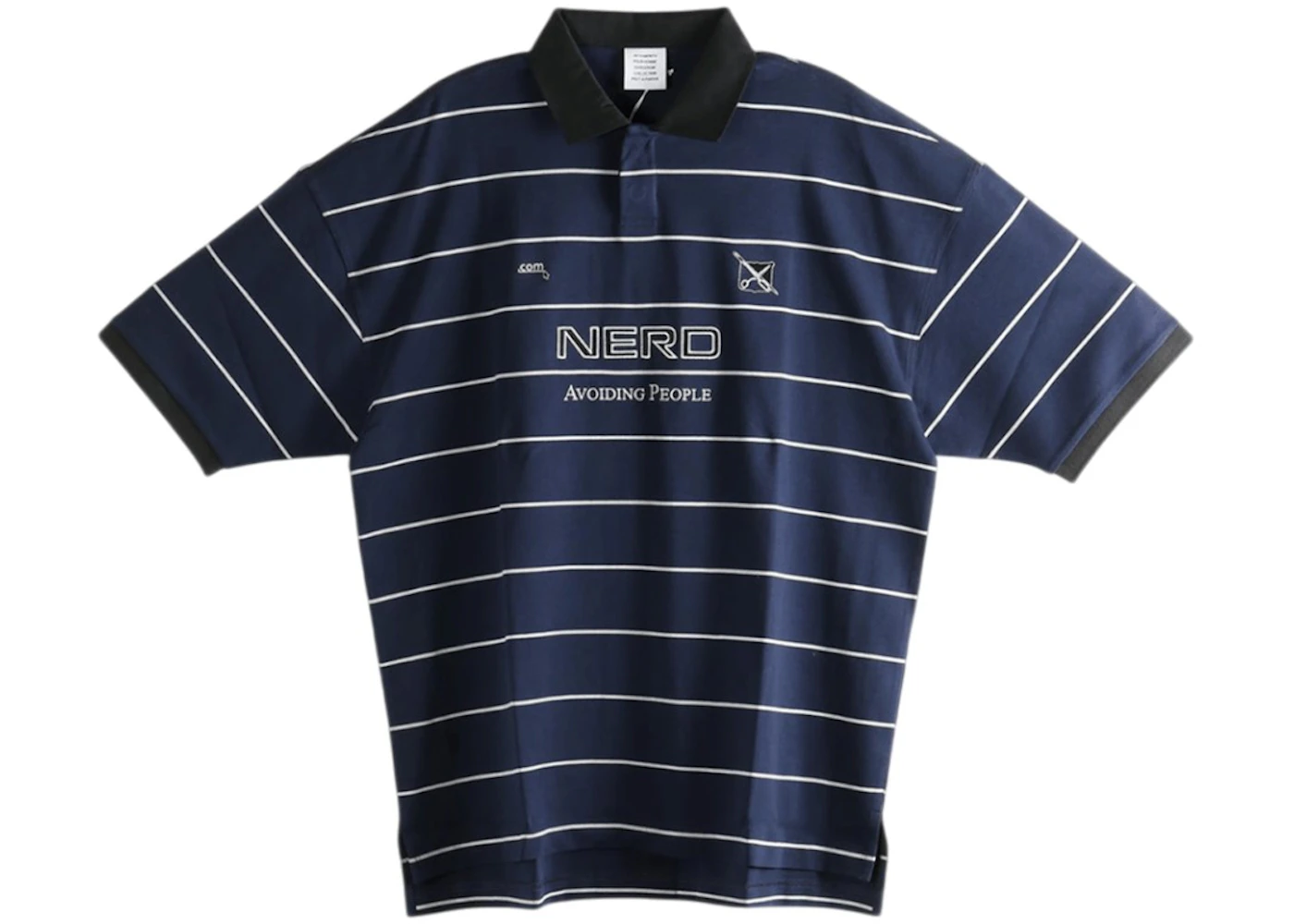 Vetements Nerd Football Polo Shirt Navy White Stripes
