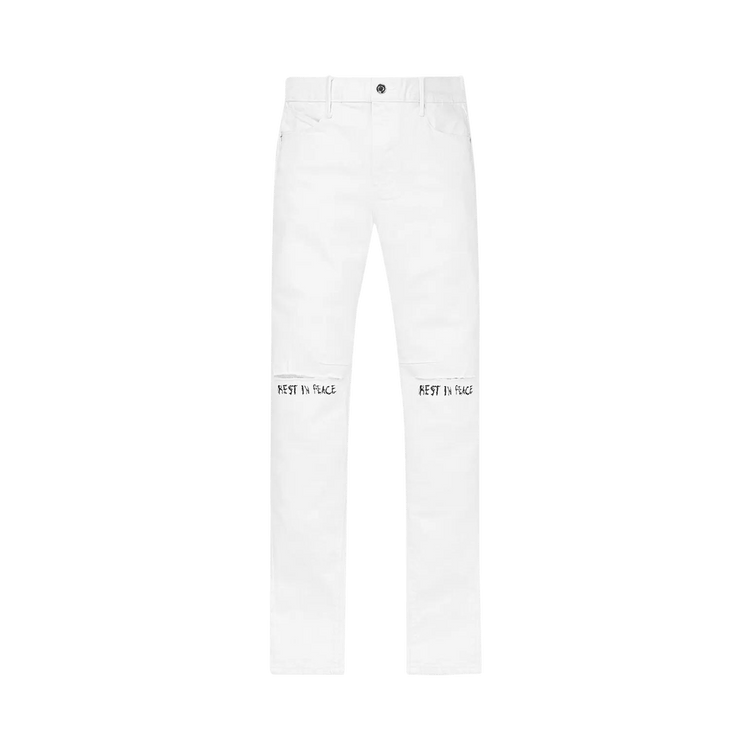 RtA Bryant Skinny Jeans 'White Rest In Peace'