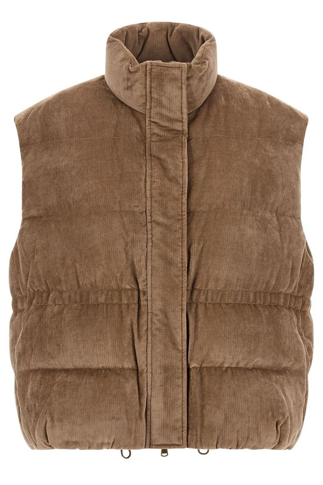 Brunello Cucinelli High-Neck Corduroy Puffer Vest