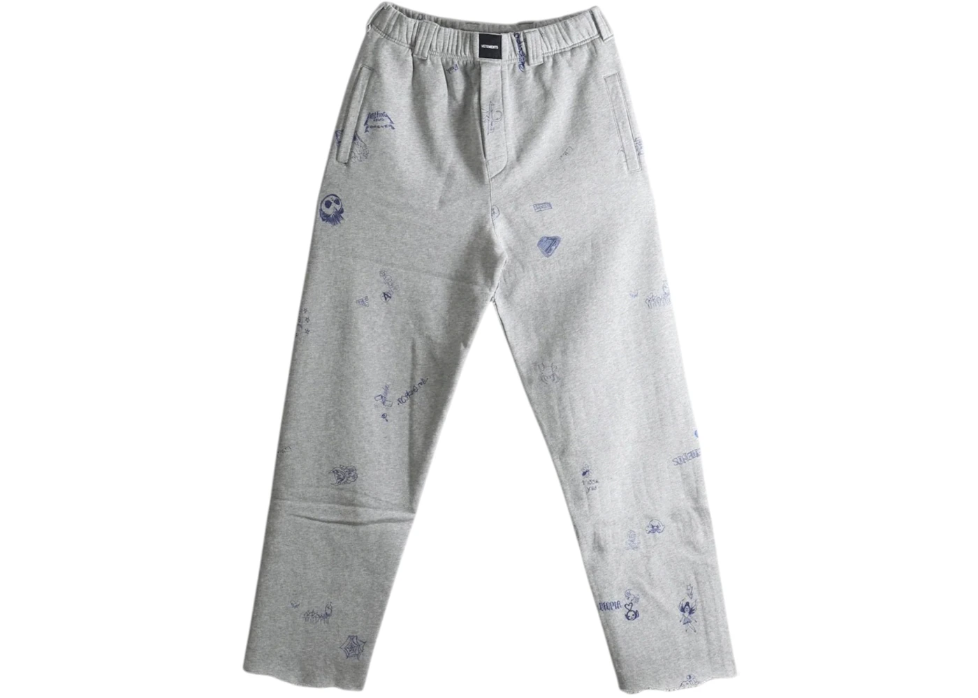 Vetements Scribbled Tailored Sweatpants Grey Melange