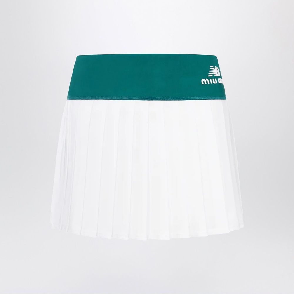 Miu Miu Logo Waist Pleated Skirt