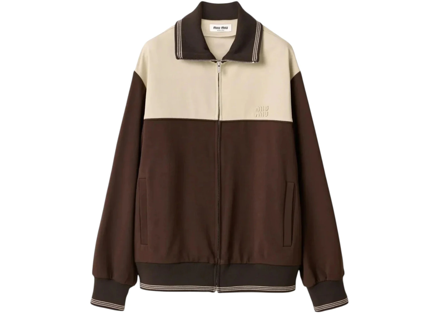 Miu Miu Women's Zipper Sweatshirt Cocoa/Sand