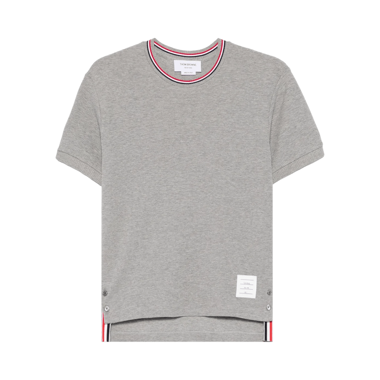 Thom Browne Short-Sleeve Rib Cuff with RWB Stripe Tee 'Light Grey'