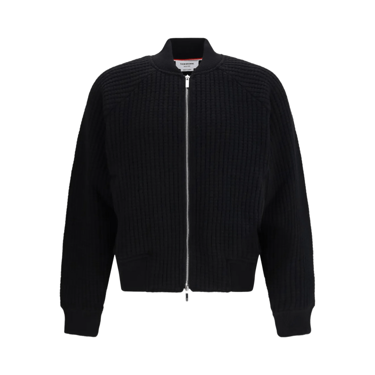 Thom Browne Chunky Wool Waffle Bomber Jacket 'Black'