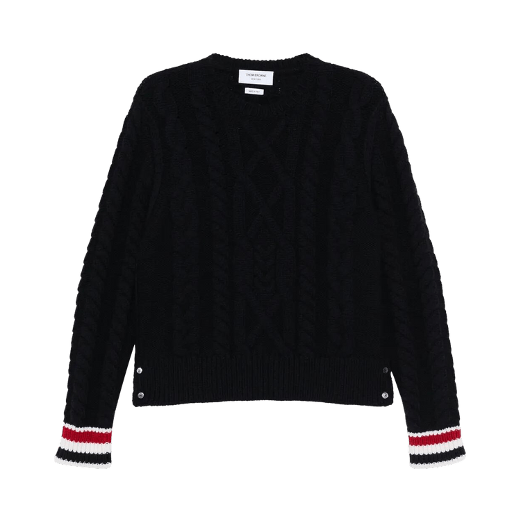 Thom Browne Classic Aran Cable Stitch Crew Neck 'Navy'
