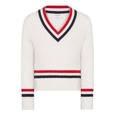THOM BROWNE Rwb Stripe Cricket Pullover 'White'