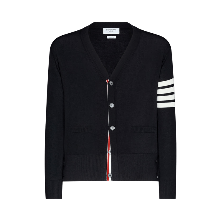 Thom Browne Classic 4 Bar Merino Wool V Neck Cardigan 'Black'