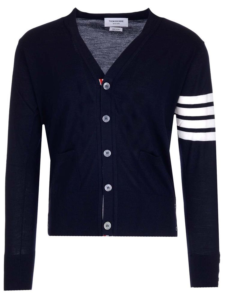 Thom Browne 4-Bar V-Neck Knitted Cardigan