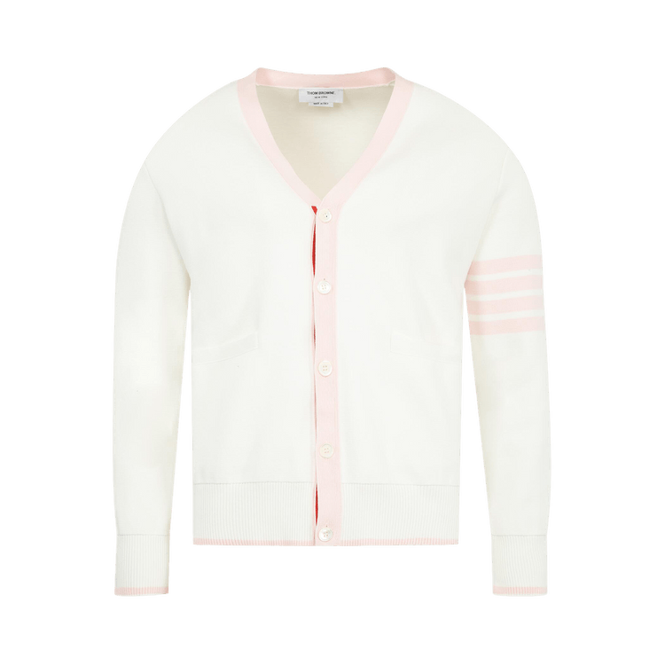 Thom Browne Milano Stitch V Neck Cardigan 'White'